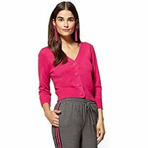 NY & Co V-Neck Cropped Cardigan